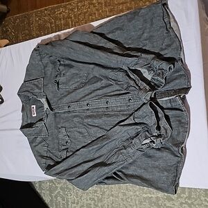 Wrangler Long Sleeve Denim Shirt Men’s 2XL Pearl Snap Gray Cowboy Western